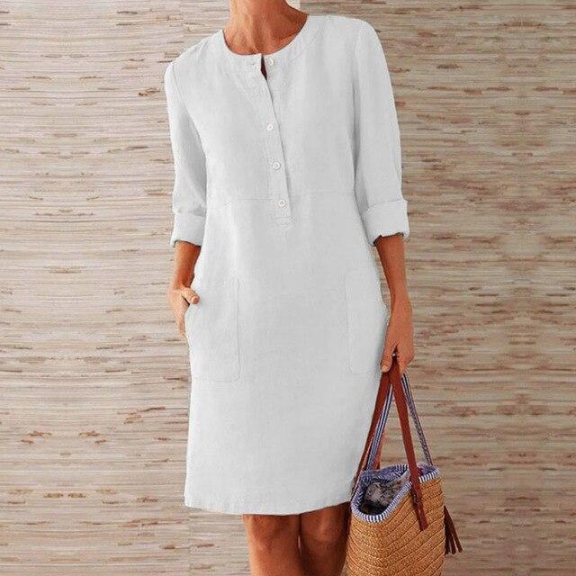 Dam Klänning | Elegant | Med Knappar | Sommar