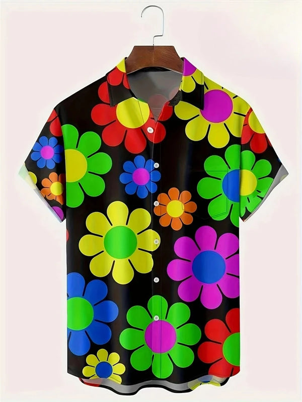 Herr Skjorta | Blommig Retro | Kortärm | Sommar