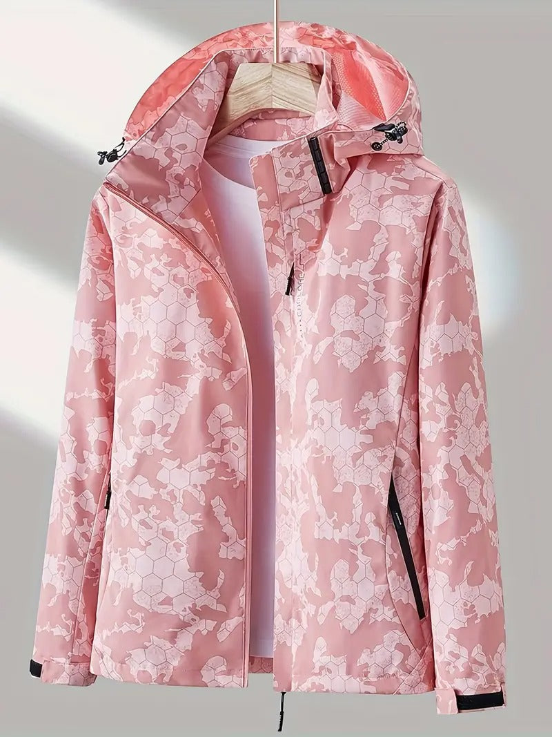 Vindjacka för kvinnor | Camouflage & Lättvikt | Vindtät utomhusjacka med dragkedja