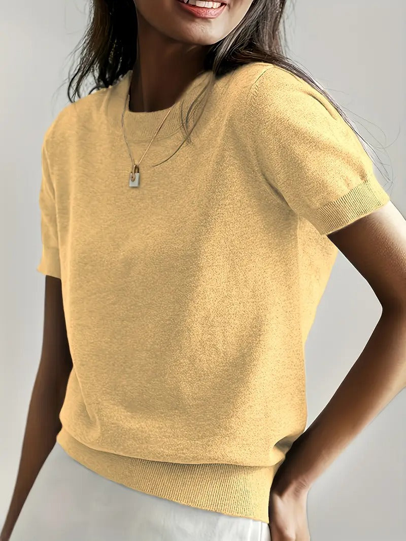 Damtröja | Alla Hjärtans Dag Design & Rund Hals | Kortärmad Casual Tröja för Vår & Sommar
