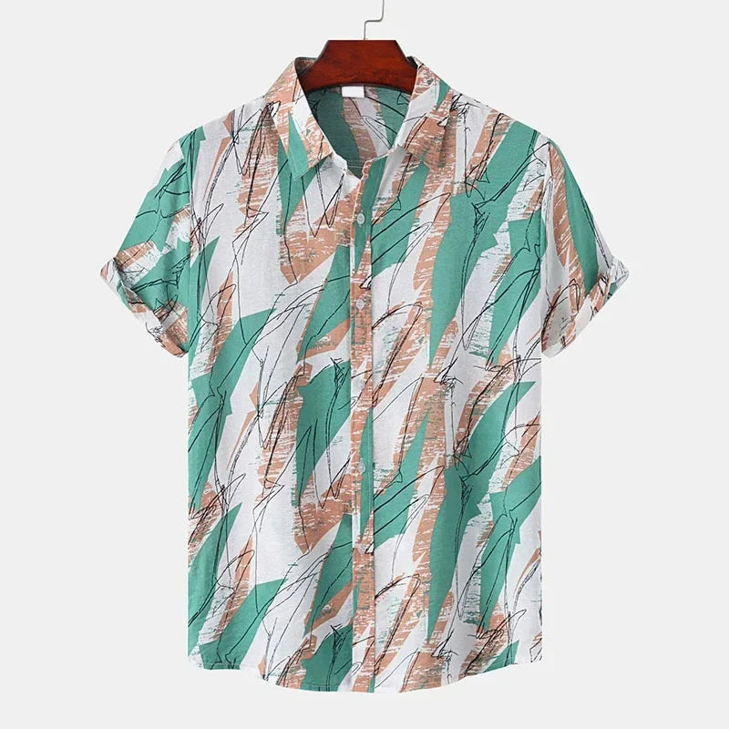 Herr Skjorta | Kortärmad | Abstrakt Print | Sommar
