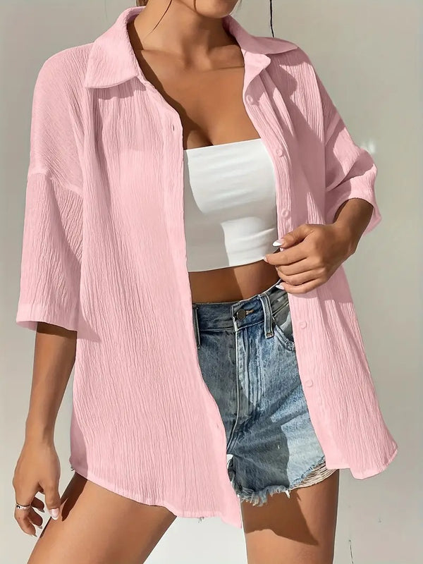 Damskjorta | Casual Raglanärm & Korta ärmar | Regular Fit | Lättviktspolyester | Sommar