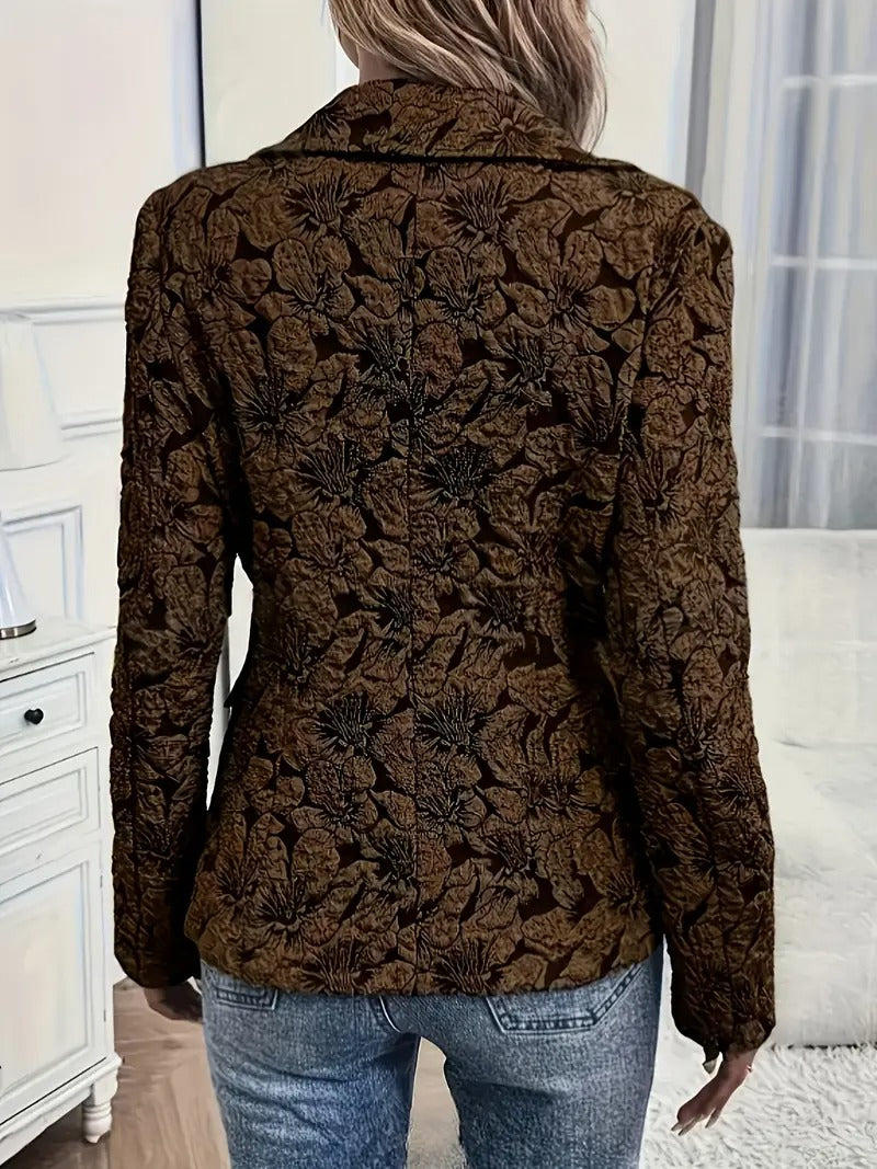 Blazer för kvinnor | Blommigt tryck & ljusrosa design | Enradig spänne & uppslagskrage | Vår-sommar