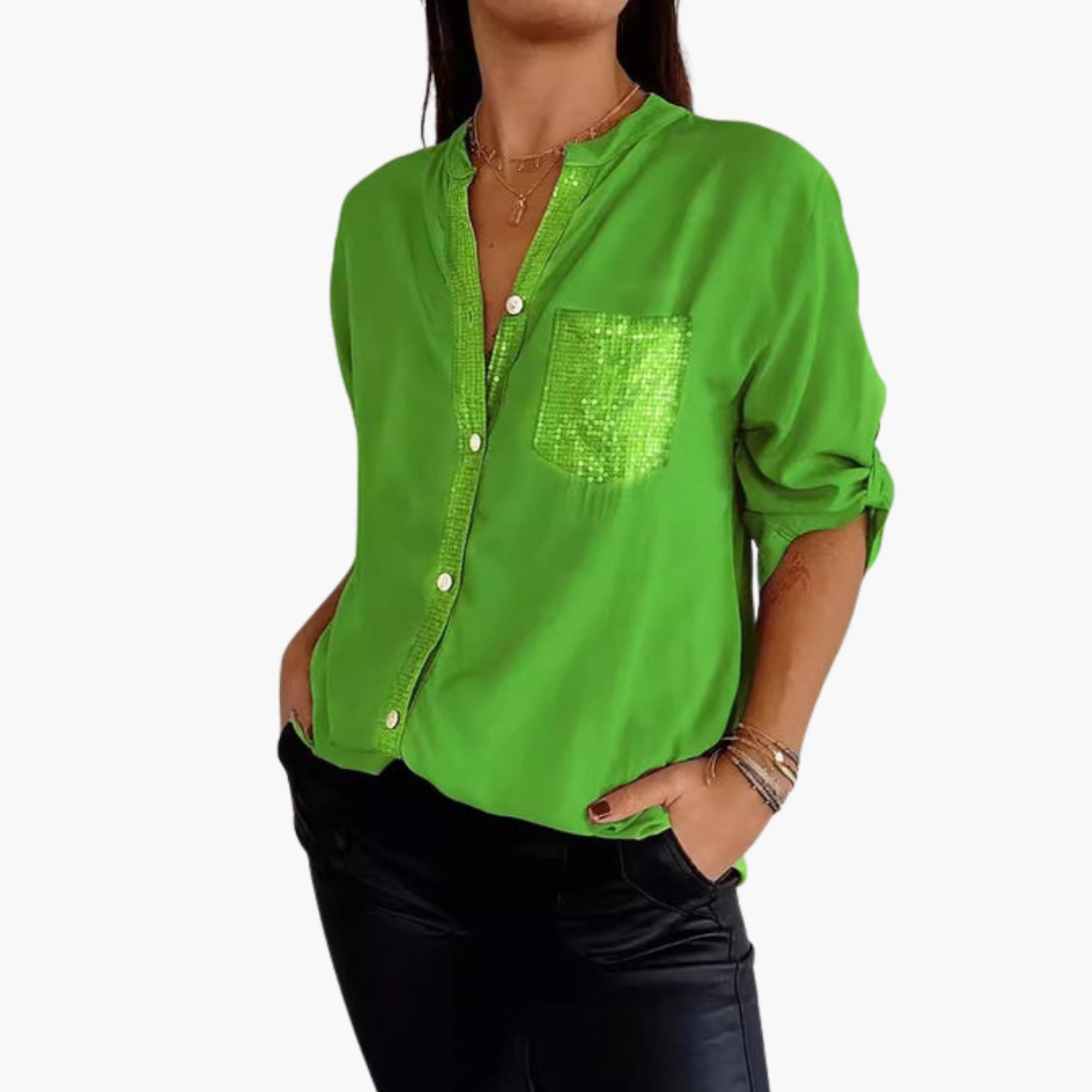 Dam Blus | Elegant | Med Knappar | Vår