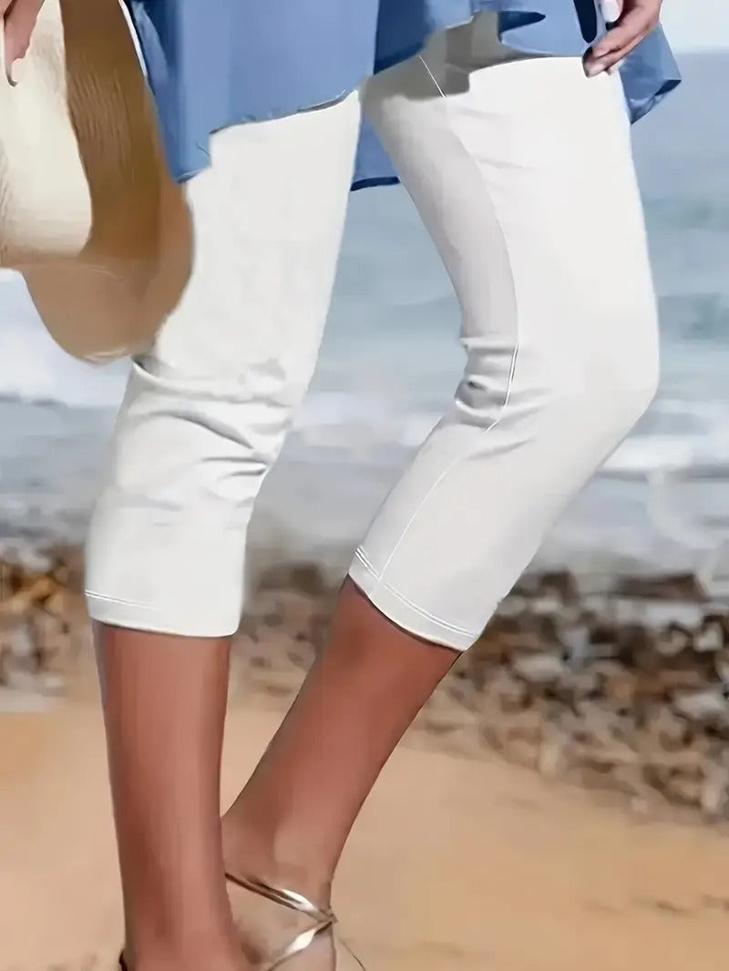Damleggings | Enfärgade Capri | Croppad & Bekväm för Vår & Sommar