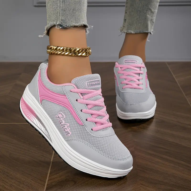 Sneakers Dam | PU Läder Plattform Skor | Casual Snörskor
