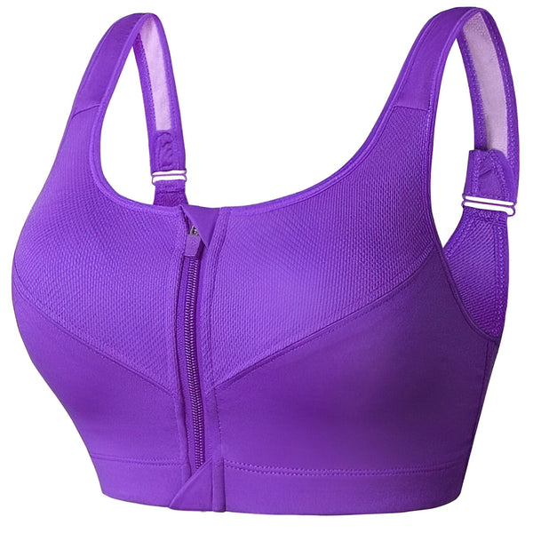 Dam Sport-BH | Frontdragkedja & Justerbara Band | Plus Size & Shockproof | Träning & Yoga