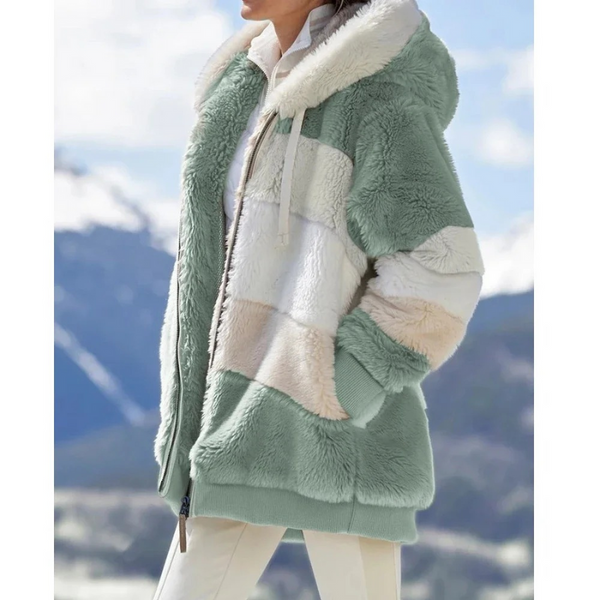 Vinterjacka Dam | Oversize Plüschjacka | Huva