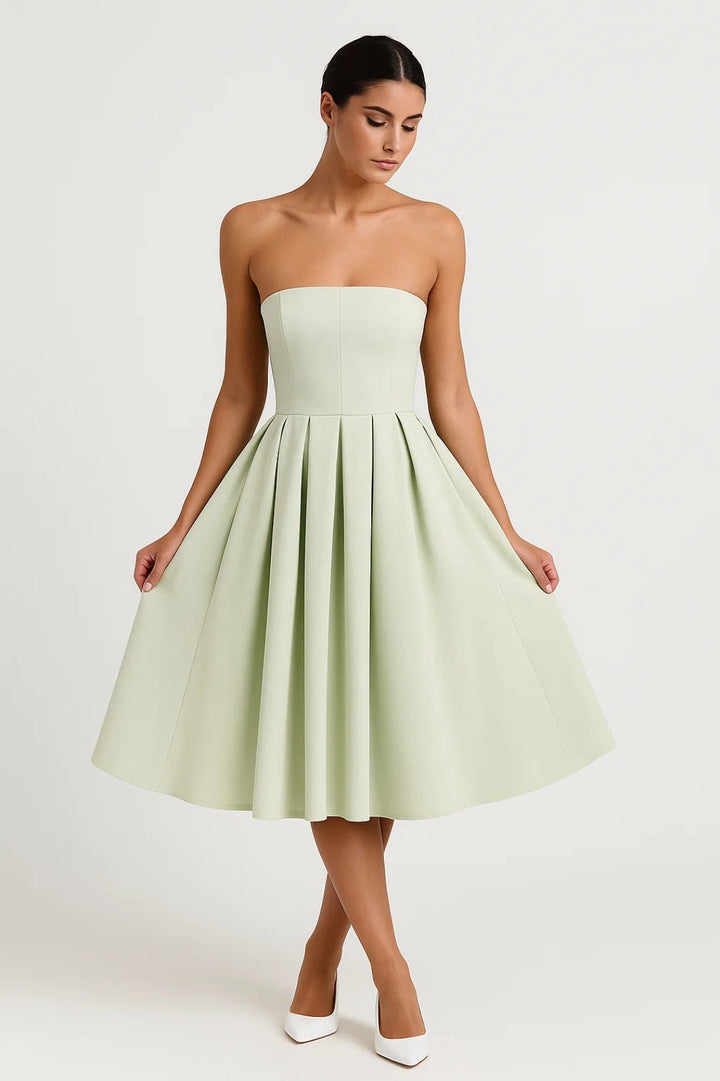Dam Klänning | Elegant | Strapless | Plisserad Kjol | Sommar