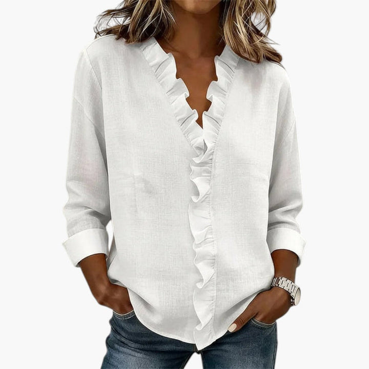 Dam Blus | Elegant | Volangdetaljer | Vår