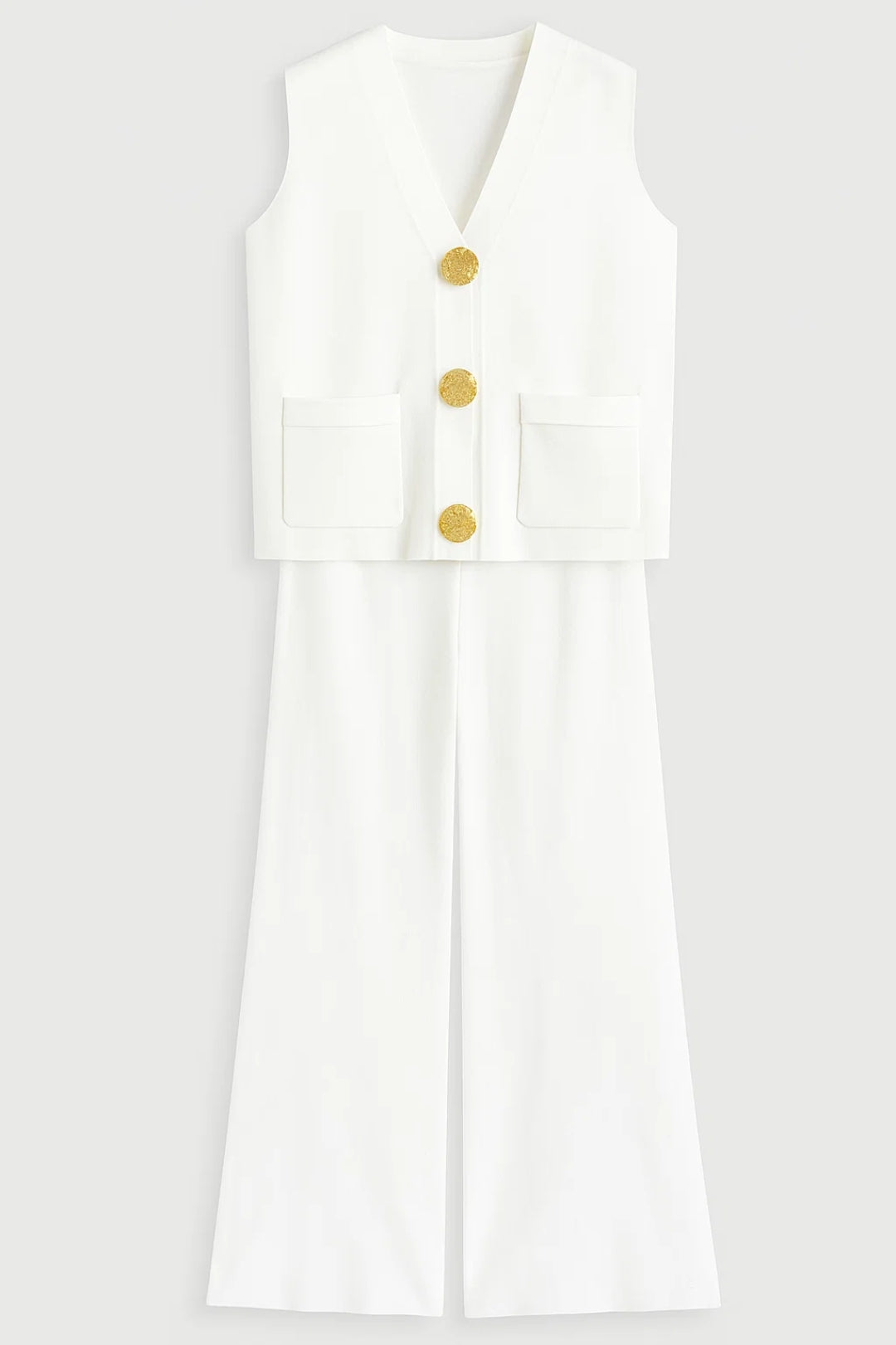 Dam Set | Elegant Wijde Pijpen | Met Knoopjes | Sommar