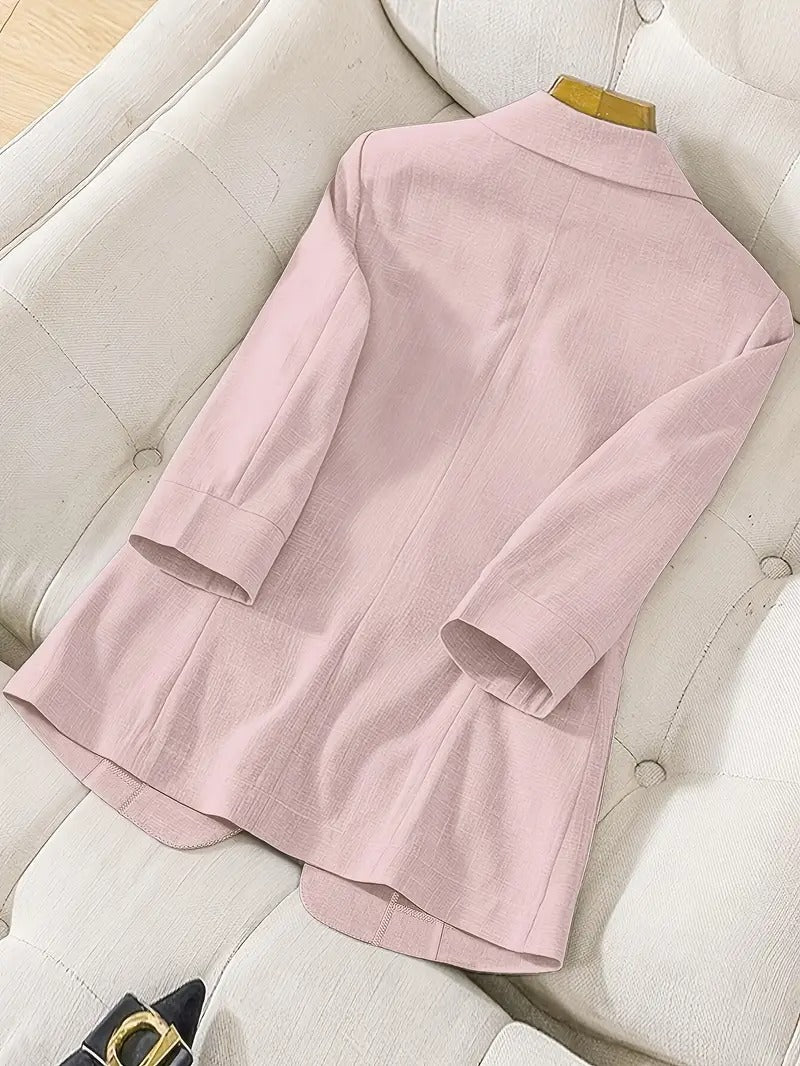 Blazer för kvinnor | Chic polyester och ankelrad design | Fickor och hack i kragen | Sommar
