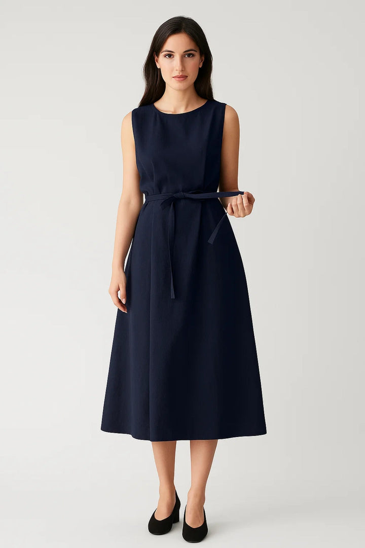 Dam Klänning | Midi Elegant | Knytband Midja | Sommar