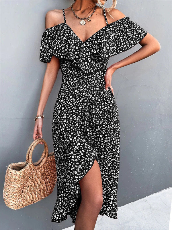 Maxiklänning för kvinnor | Boho blommönster | Asymmetrisk & feminin