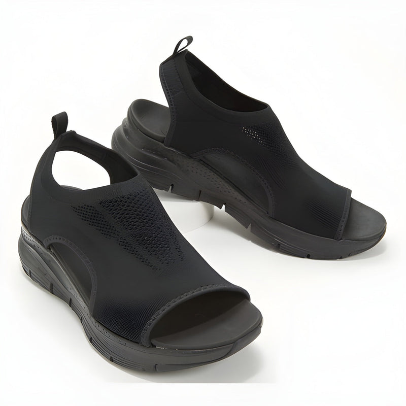 Sandaler för Dam | Mesh med Öppen Tå | Lätta & Andas | Kilklack för Sommarbruk