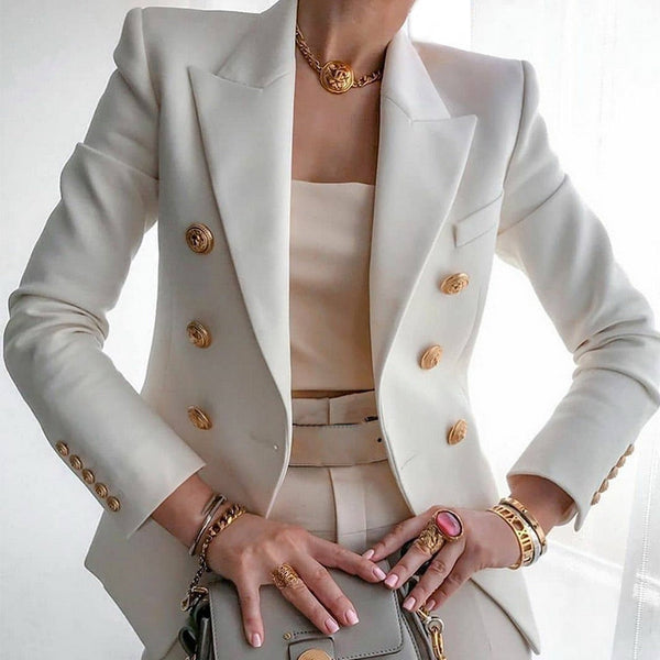 Blazer för dam | Dubbelknäppt | Tidlös & Klassisk | Höstlig Elegans