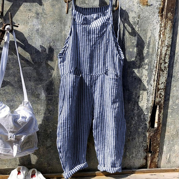 Jumpsuit för kvinnor | Vintage randig | Charmig & bekväm | Klassisk charm