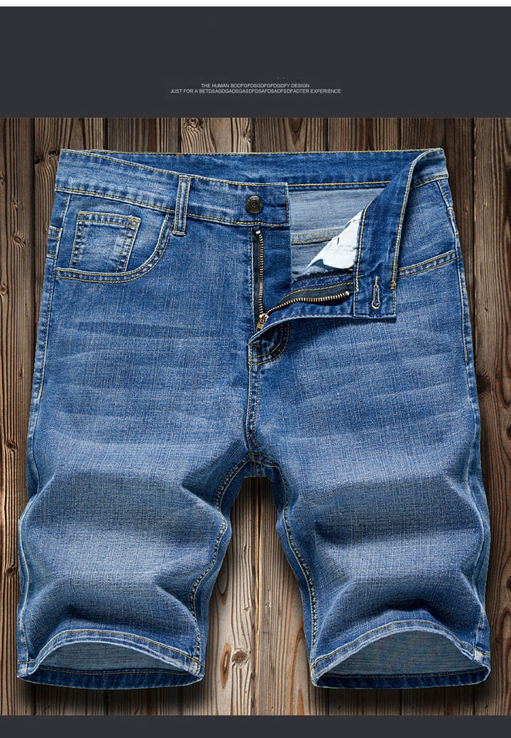 Herr Jeansshorts | Straight | Med Dragkedja | Sommar