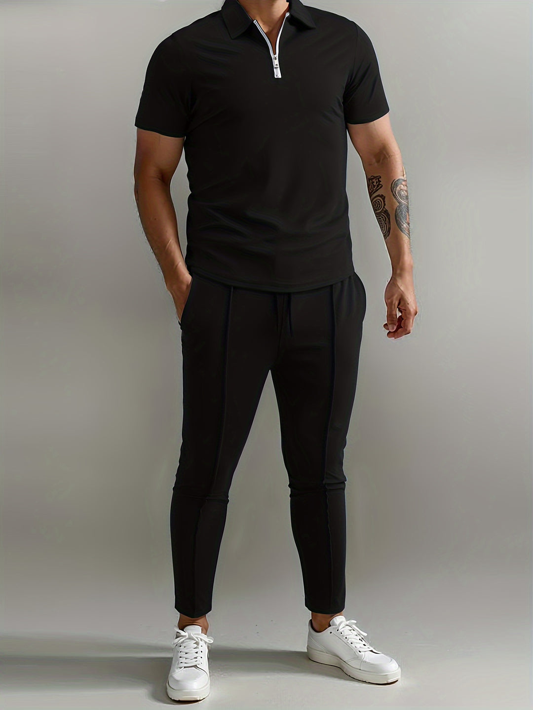 Herrar Set | Slimfit | Med Dragkedjekrage | Sommar