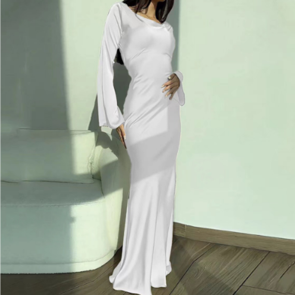 Festklänningar | Långärmad Bröllopsklänning Dam | Elegant Maxi Stil