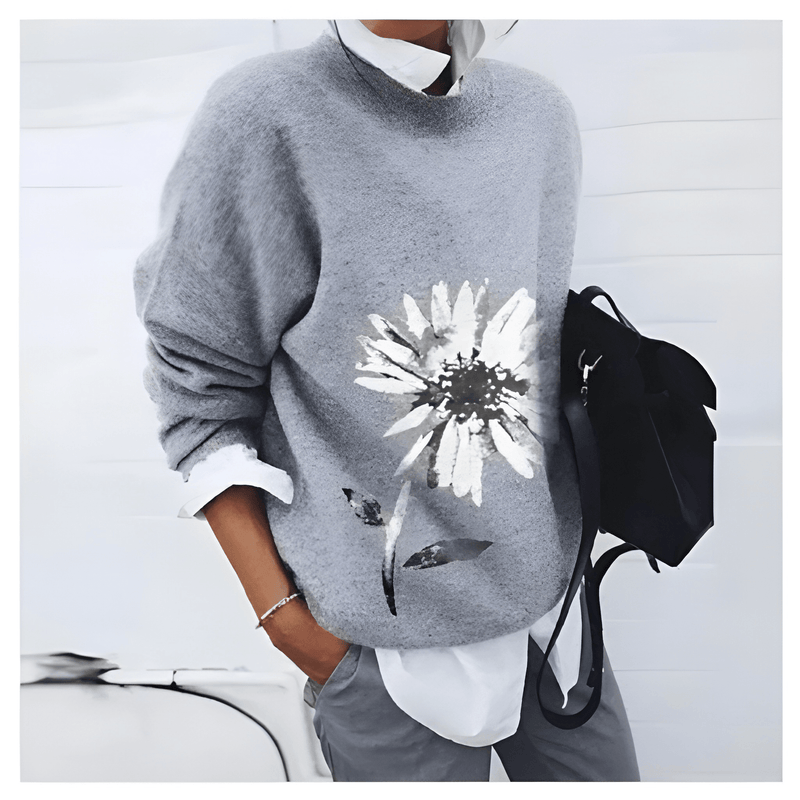 Stickad Tröja | Blommig Damtröja | Varm & Casual Stil