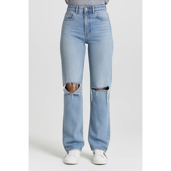 Damjeans | Hög midja med rivningar | Casual Kläder