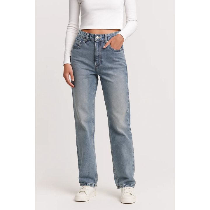 Damjeans | Rak Passform och Hög Midja | Dam Kläder