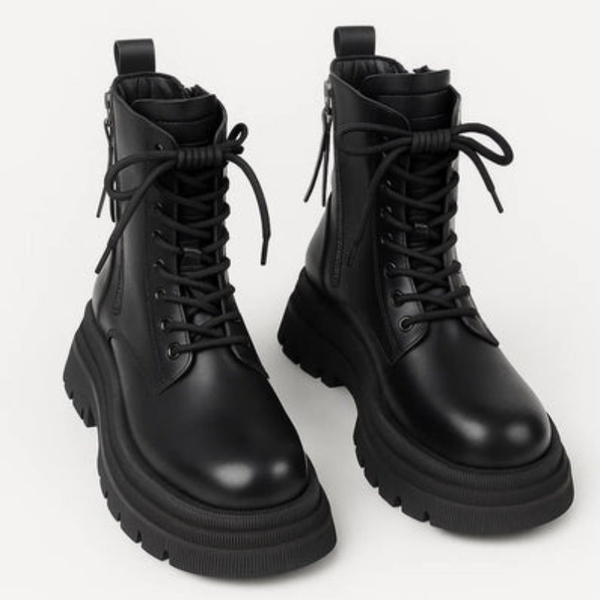 Skor Dam | Snörade Kängor med Platåsula | Trendig Ankelmodell