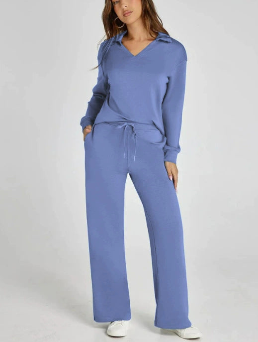 Kläder Dam | Mysigt Set med Zipper-Pullover &amp; Vida Byxor | Bekväm Vardagslook