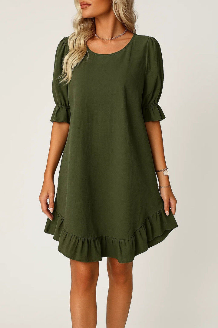 Dames Klänning | Elegant | Volangdetalj | Sommar