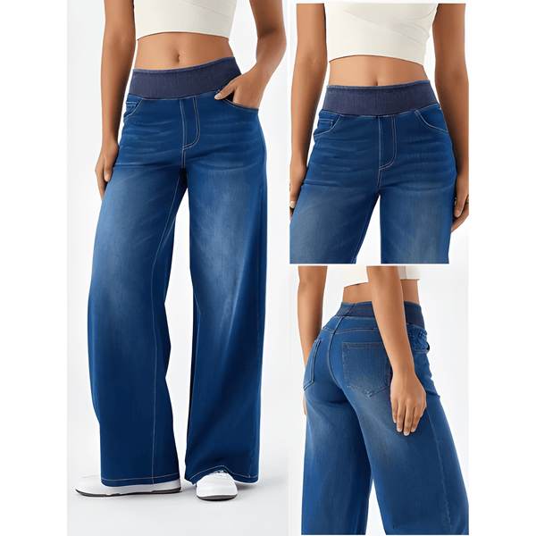 Damjeans | Hög midja och vida ben | Stretchiga kläder
