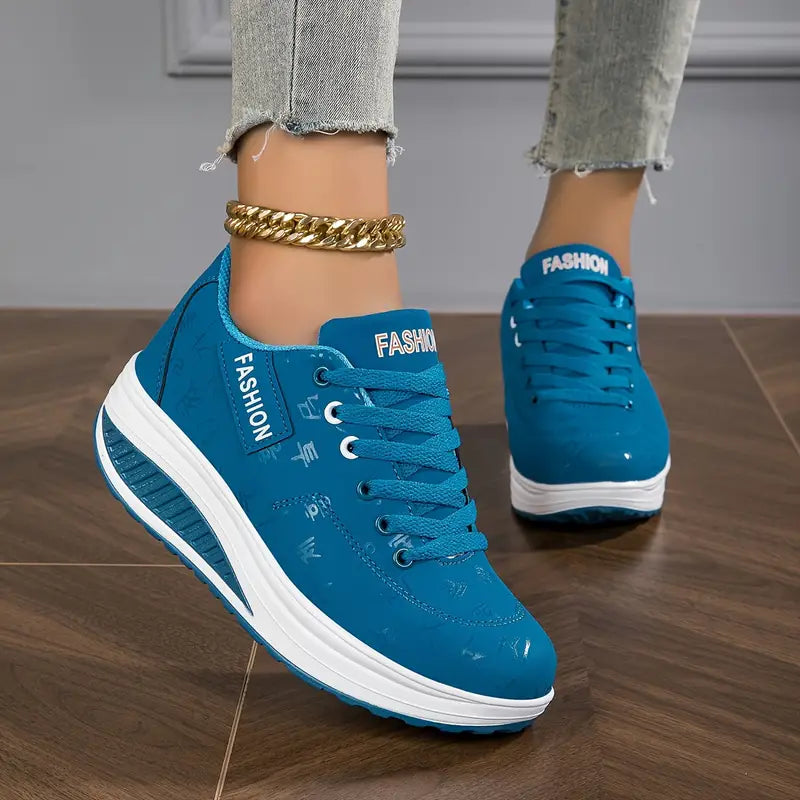 Sneakers Dam | PU Läder Plattform Skor | Casual Snörskor