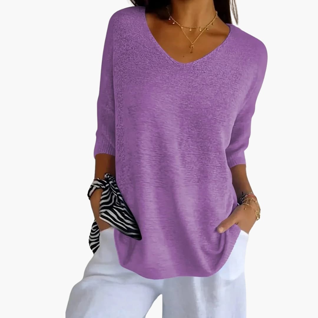 Dam Tröja | Oversized | V-Ringad | Sommar