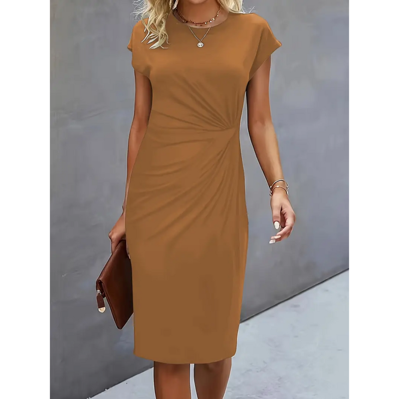 Dam Bodycon Klänning | Rynkad Design | Smickrande & Elegant Passform | Polyester-Bomstickad struktur