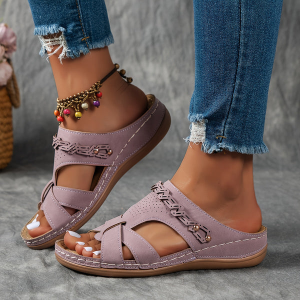 Kilklackade skor för kvinnor | Utskuren & Slip-on | Strandskor med öppen tå och mjuk sula