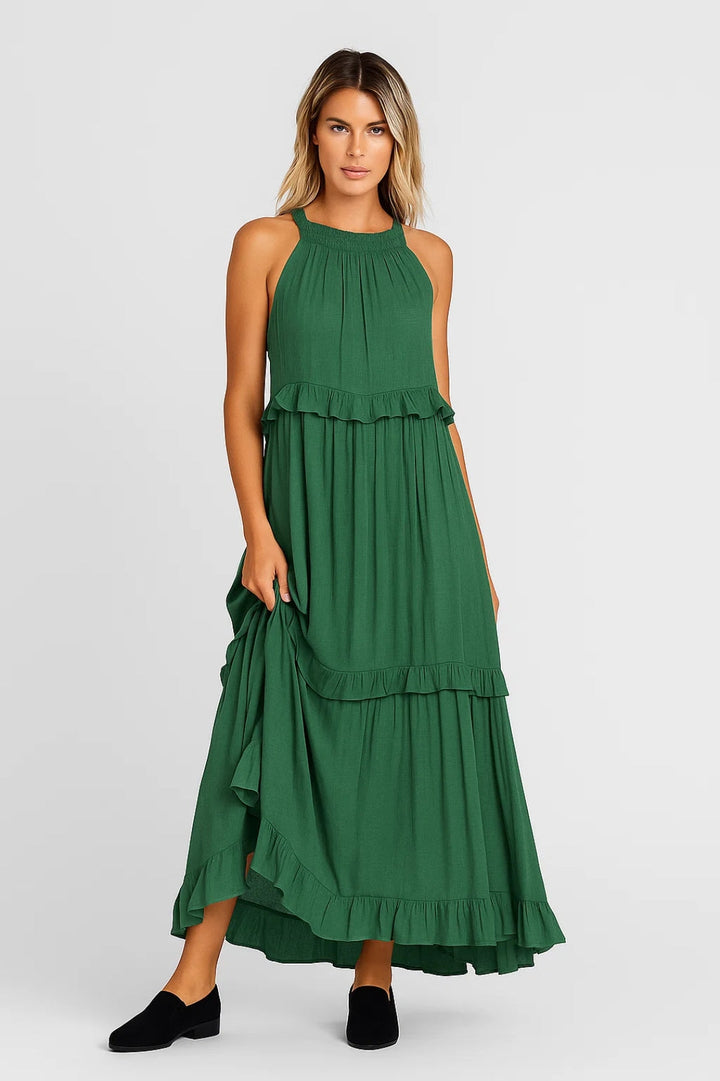 Dam Klänning | Maxi Elegant | Volang Detaljer | Sommar