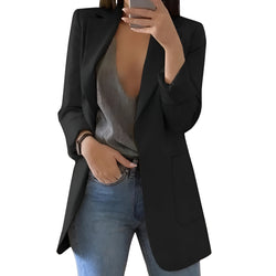Kvinnor Lång Blazer | Elegant Design | Stilren & Tunn | Perfekt för Lager-på-lager