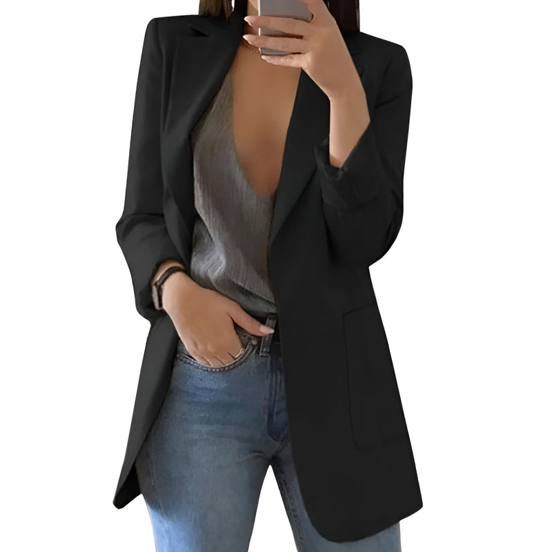 Kvinnor Lång Blazer | Elegant Design | Stilren & Tunn | Perfekt för Lager-på-lager