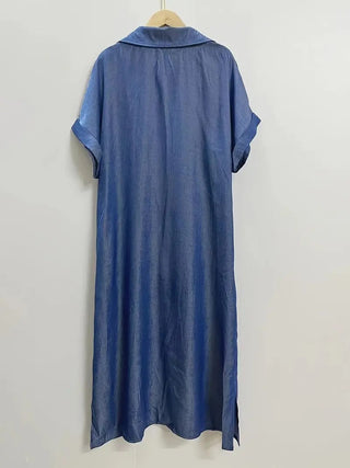 Denimklänning för kvinnor | Fladdermusärmar | Enkelt stilren | Djärv look
