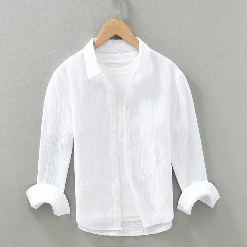 Herr Skjorta | Casual Stil | Lång Ärm | Sommar