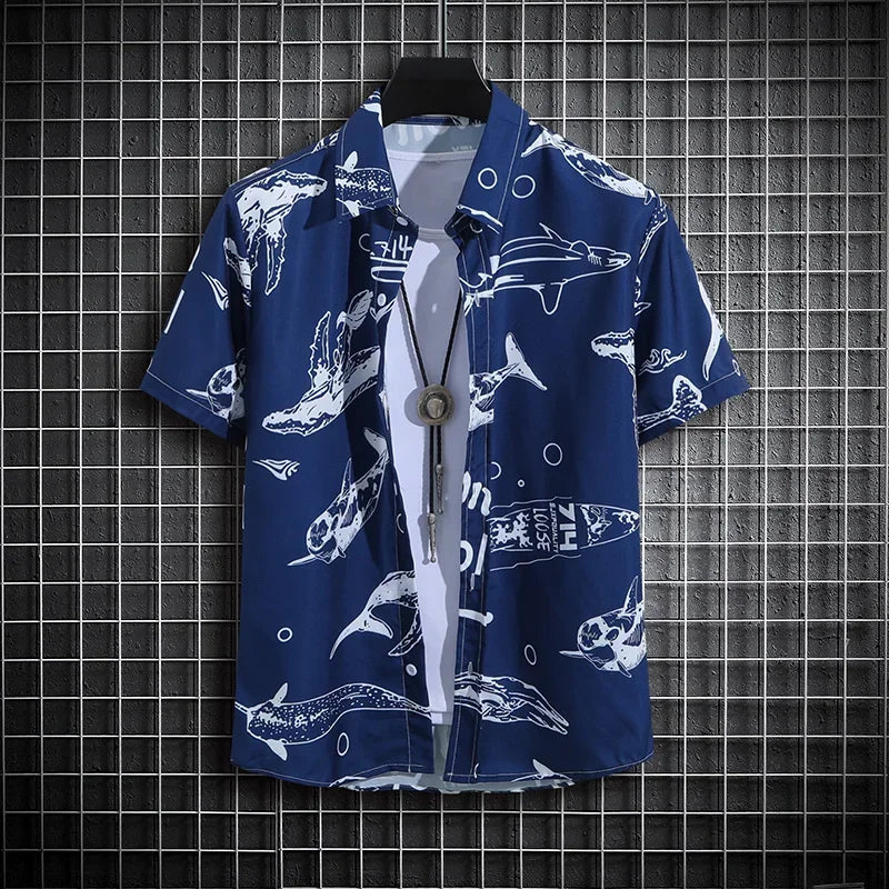 Herr Skjorta | Oversized | Blommigt Mönster | Sommar