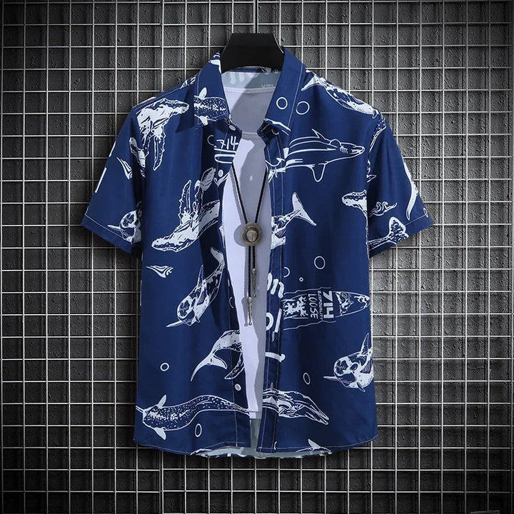 Herr Skjorta | Oversized | Blommigt Mönster | Sommar