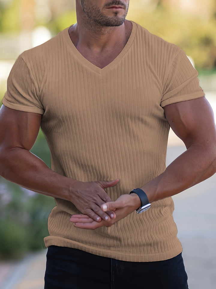 Herr-T-shirt | Slim fit | V-ringad | Sommar