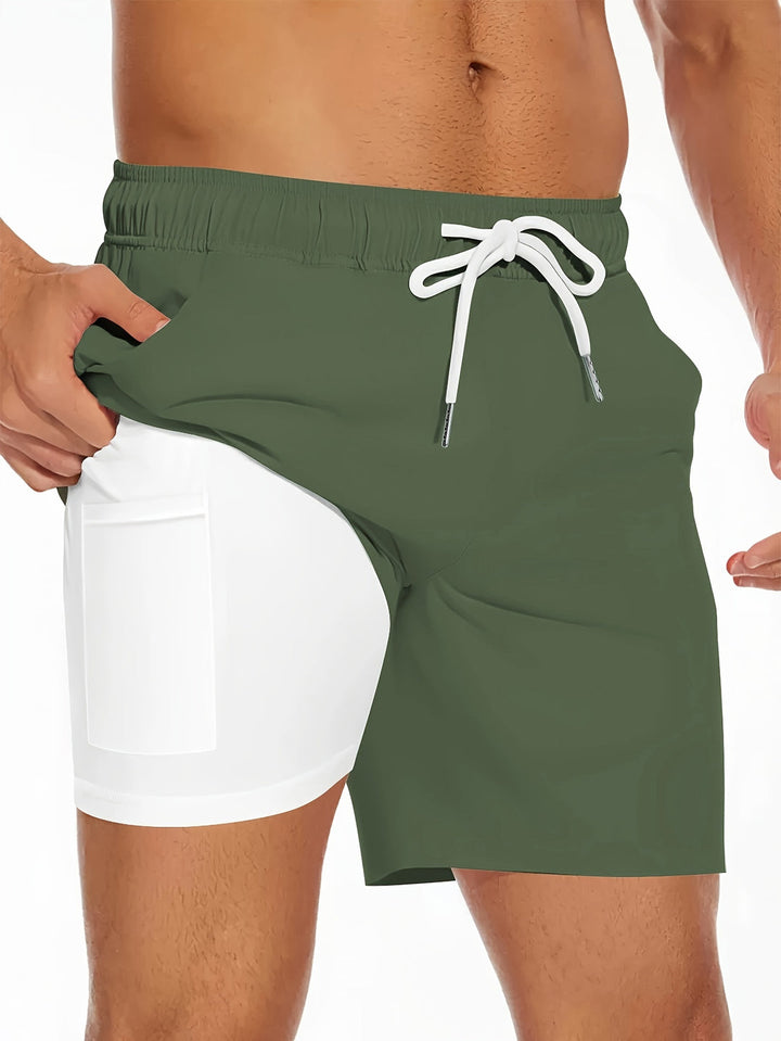 Herr Badshorts | Slimfit Kort | Med Dragsko | Sommar