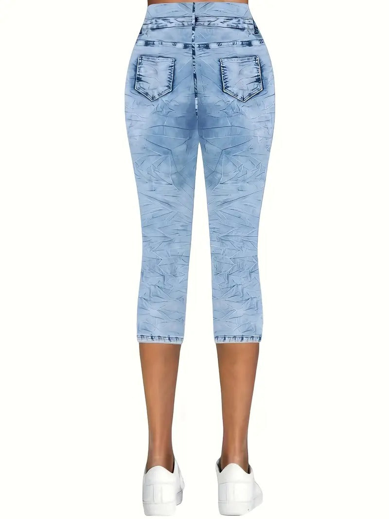 Dams Capri Byxor | Stretch & Somrig Stil | Elastisk Midja & Komfortabel Passform