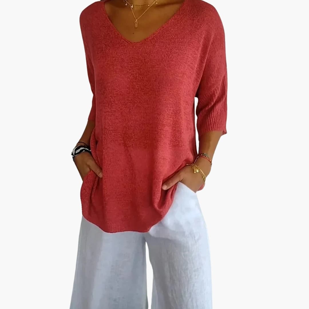 Dam Tröja | Oversized | V-Ringad | Sommar
