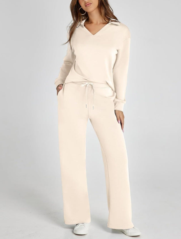 Kläder Dam | Mysigt Set med Zipper-Pullover &amp; Vida Byxor | Bekväm Vardagslook