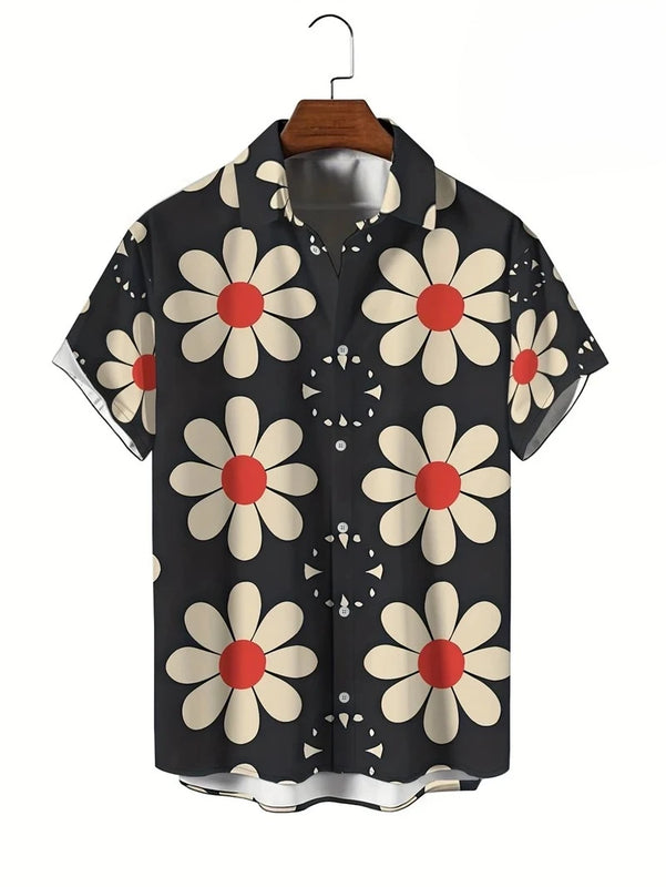 Herr Skjorta | Blommig Retro | Kortärm | Sommar