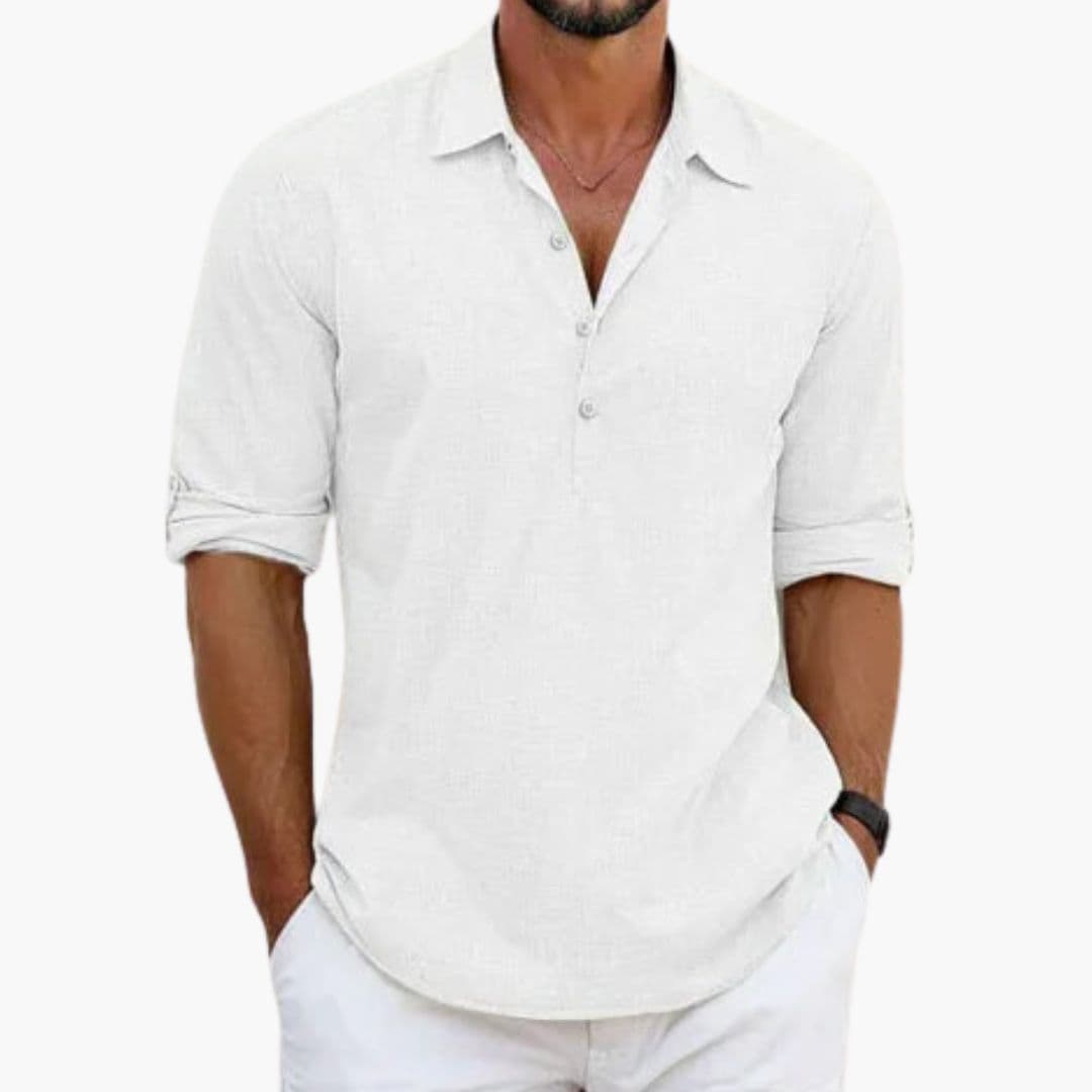 Herr Skjorta | Slim Fit | Med Knappar | Sommar