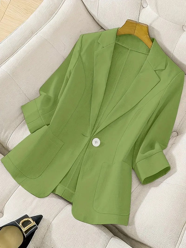 Blazer för kvinnor | Chic polyester och ankelrad design | Fickor och hack i kragen | Sommar